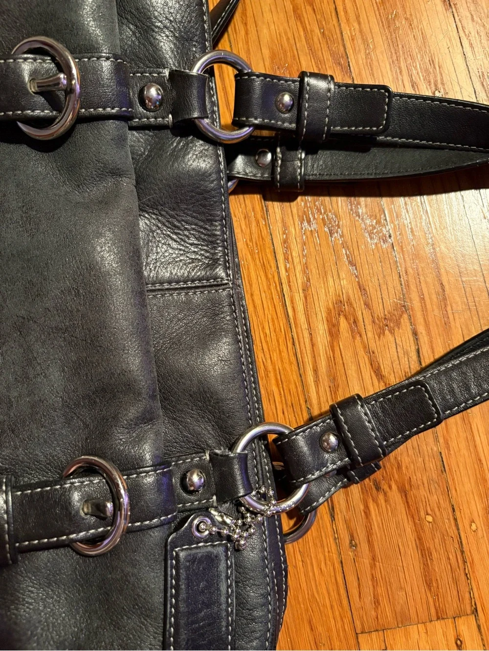 Coach Black Leather Turnlock Satchel